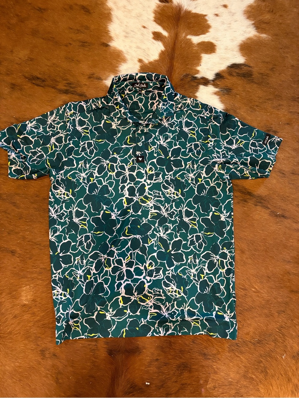 Bad Birdie Azalea Collection Golf Polo Shirt Mens L Geometric Floral